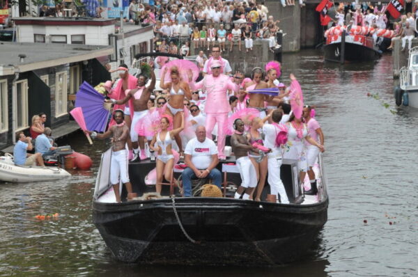 A boat for pride parade in Amsterdam canals