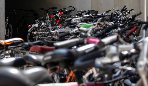 an image of a collection of dutch bicycles in spain