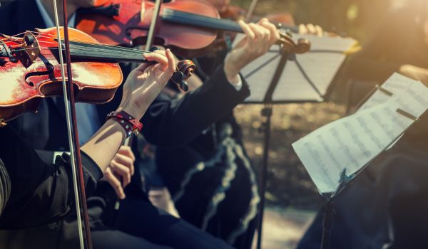 a classical music orchestra playing a concert