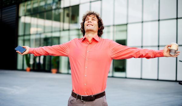 A man happy after leaving his job