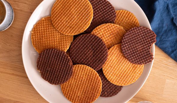 a plate of stroopwafels overhead