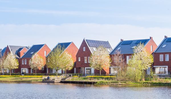 a row of Dutch Houses along a canal