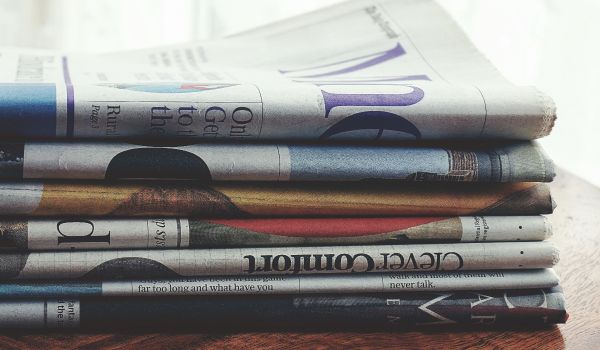 a stack of newspapers