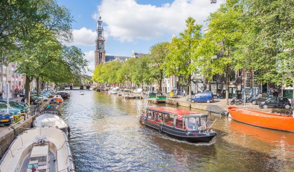 a boat cruise down an Amsterdam canal