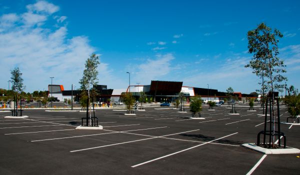 a spacious empty mall parking lot
