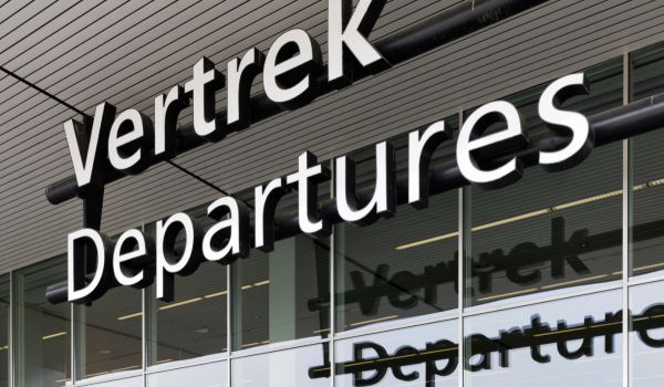 the departure area at a dutch airport