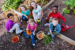 A group of children working in a community garden