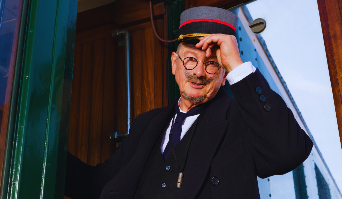 Retro train conductor on the Dutch public transport system
