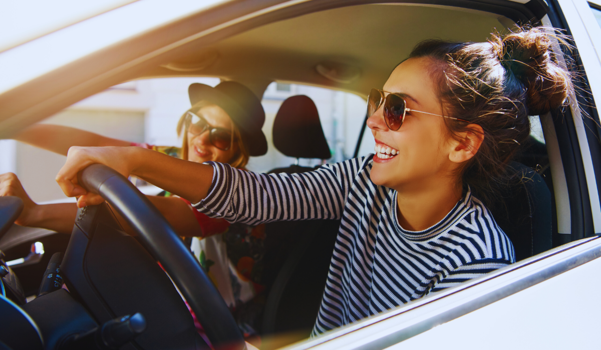 two women driving 