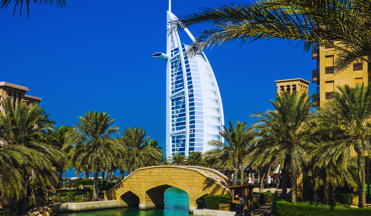 a wideshot of the Burj Khalifa in Dubai