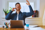successful entrepreneur looking happy at home