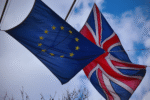 The flags of the EU and UK flying side by side