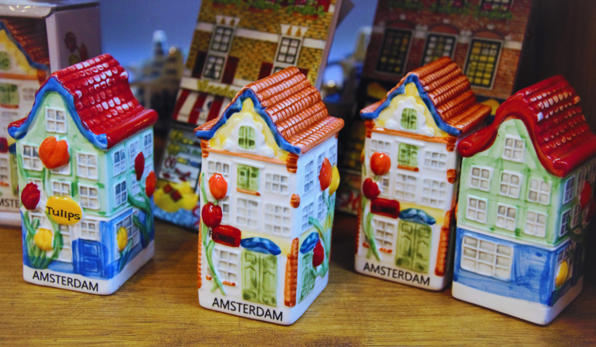 A row of little ceramic Dutch houses
