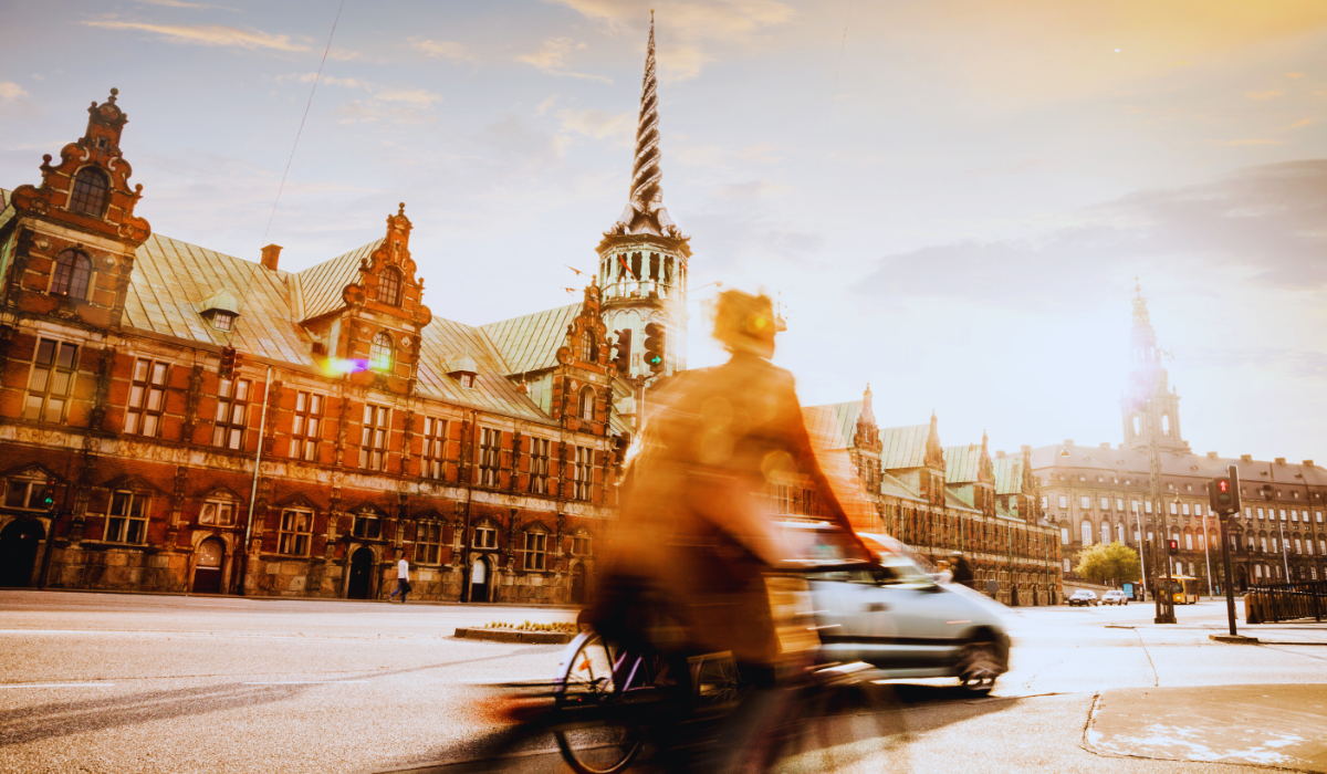 Cycling in Copenhagen at Dusk