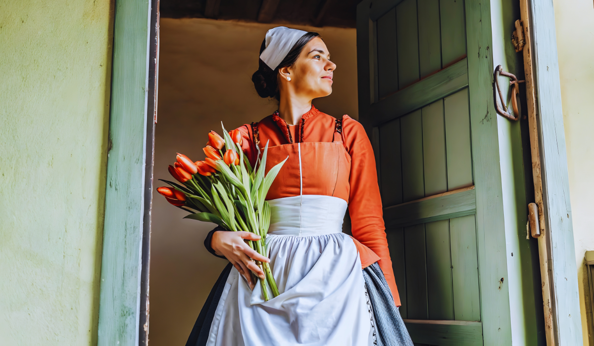 A woman in Dutch Golden Age attire
