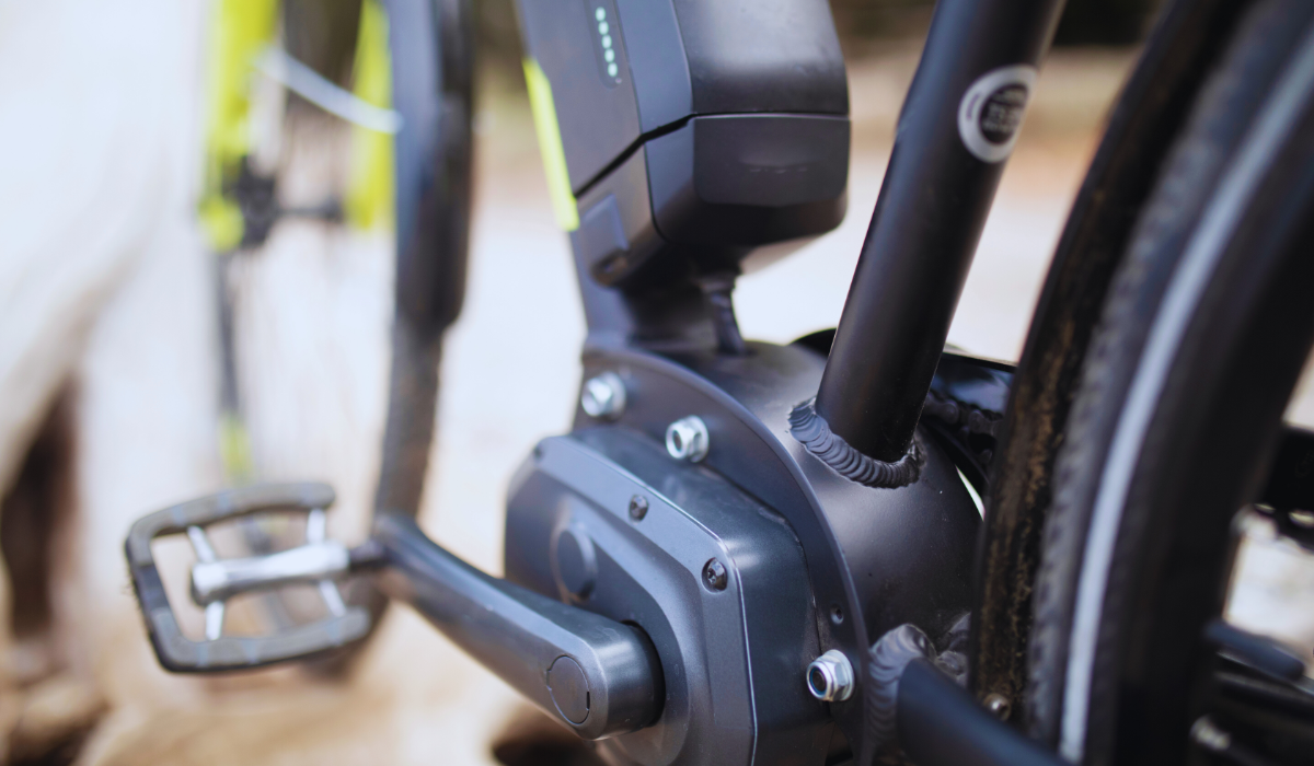 close-up view of an e-bike