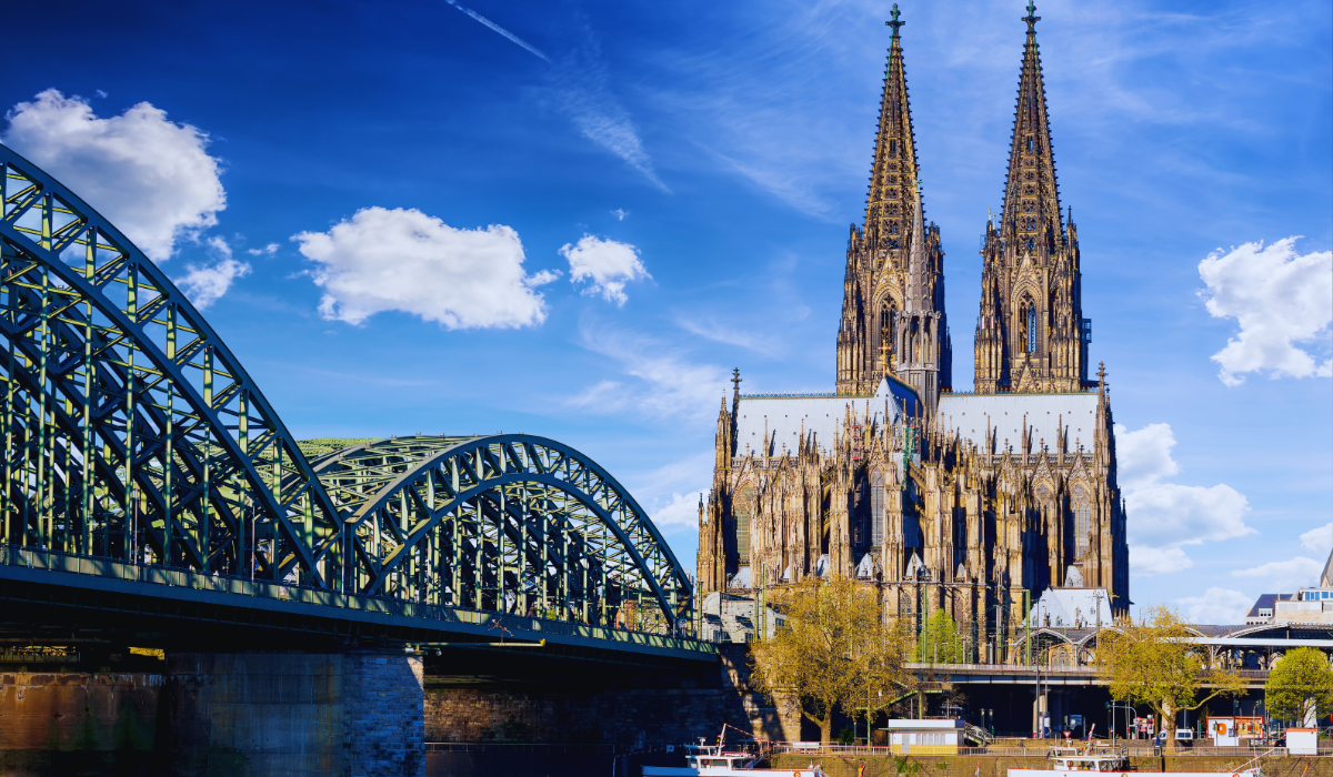 Cologne, Germany Bridge and cathedral as part of a European tri-state city