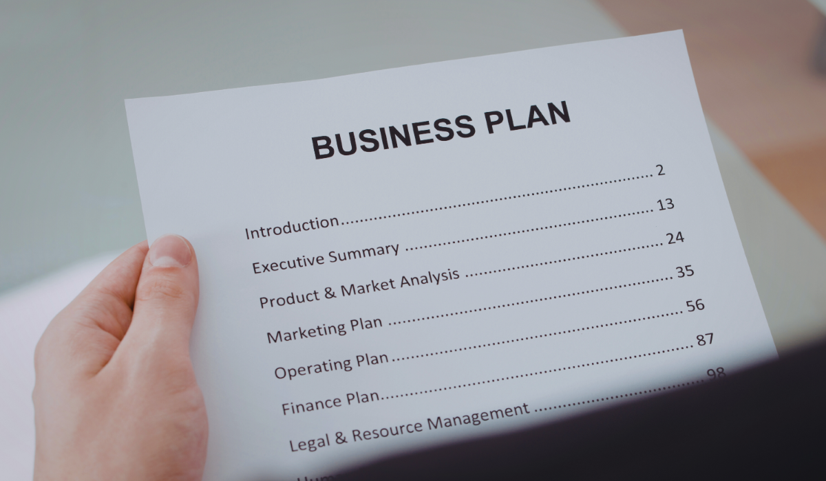 A closeup of a basic business plan