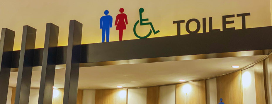 A sign on the top of a public toilet in the netherlands