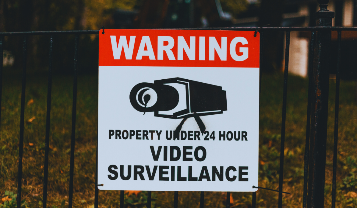 warning sign alerting of cctv use on personal property