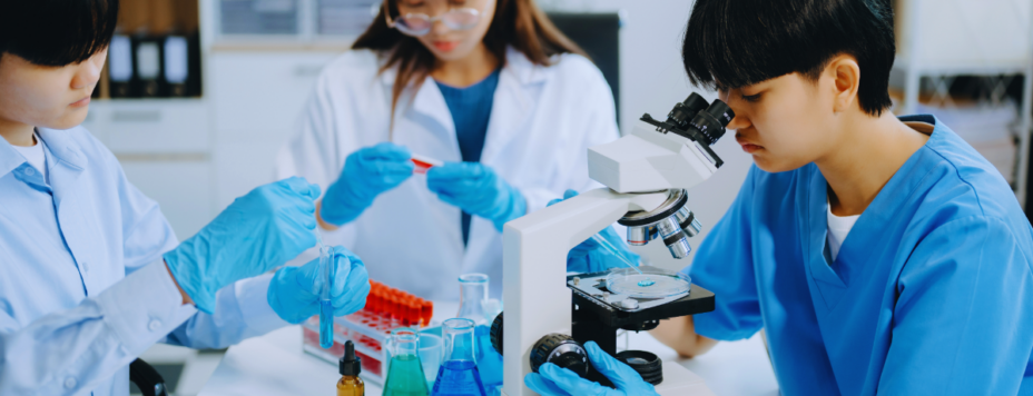 Three pHD Researchers at a university in the Netherlands laboratory