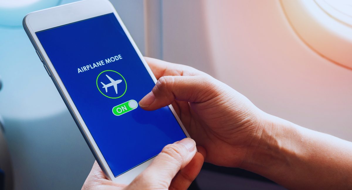 Airplane mode on a smartphone concept