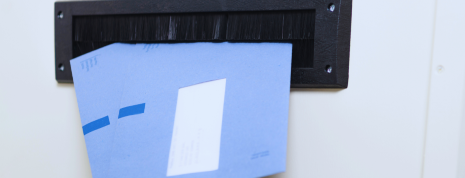 Blue Dutch tax envelope for the Belastingdienst