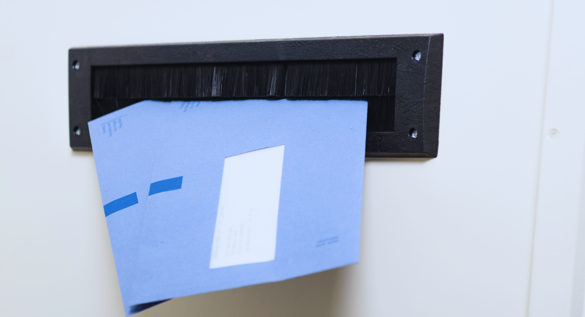 Blue Dutch tax envelope for the Belastingdienst