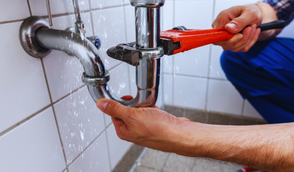 Plumber fixing a sink leakage in the Netherlands