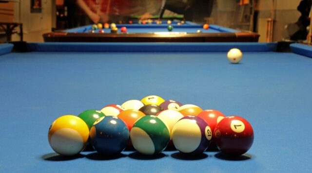 Low angle of Final Touch Pool Hall in Amsterdam