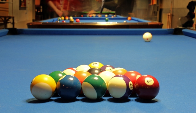 Low angle of Final Touch Pool Hall in Amsterdam