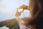 A women finding her focus in the outdoors