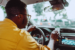 Uber driver checks his smartphone